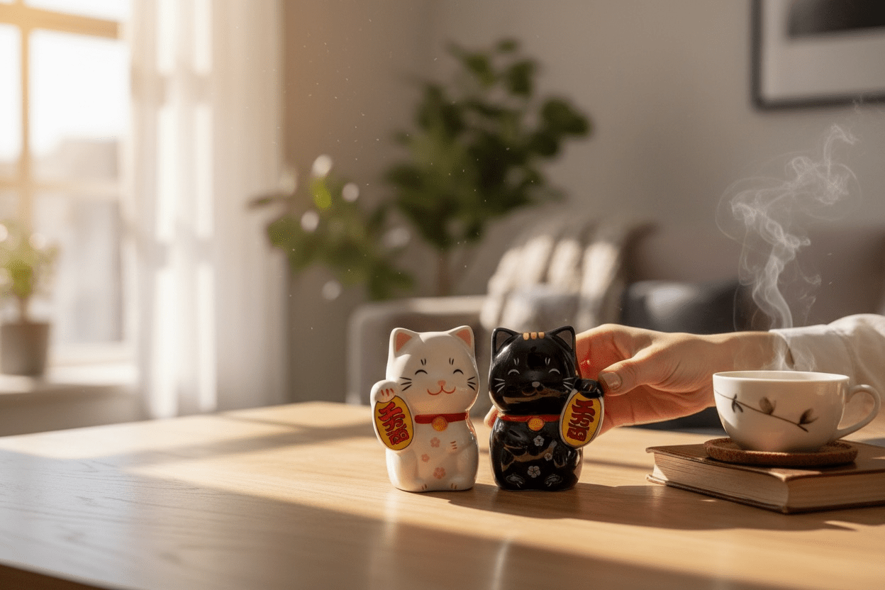 3"H Lucky Cat Salt and Pepper Shaker Set - The Continental Ranch