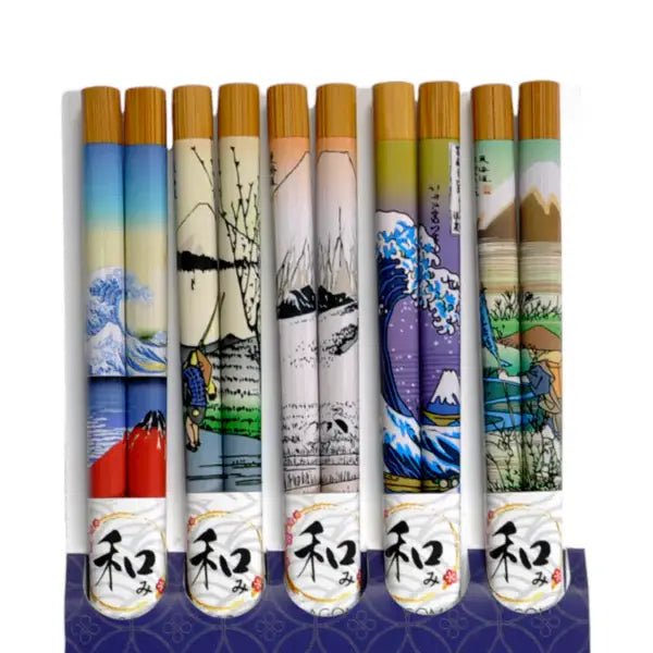 5 Piece Chopsticks Set Hokusai Art with Gift Box - The Continental Ranch