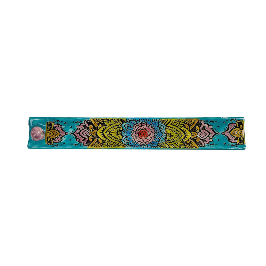 Handpainted Ceramic Incense Holder 9 inch L Mandala (1/72) - The Continental Ranch