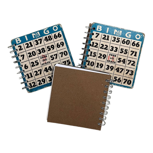 Upcycled Vintage Blue Bingo Card Journal - 5x5" - The Continental Ranch