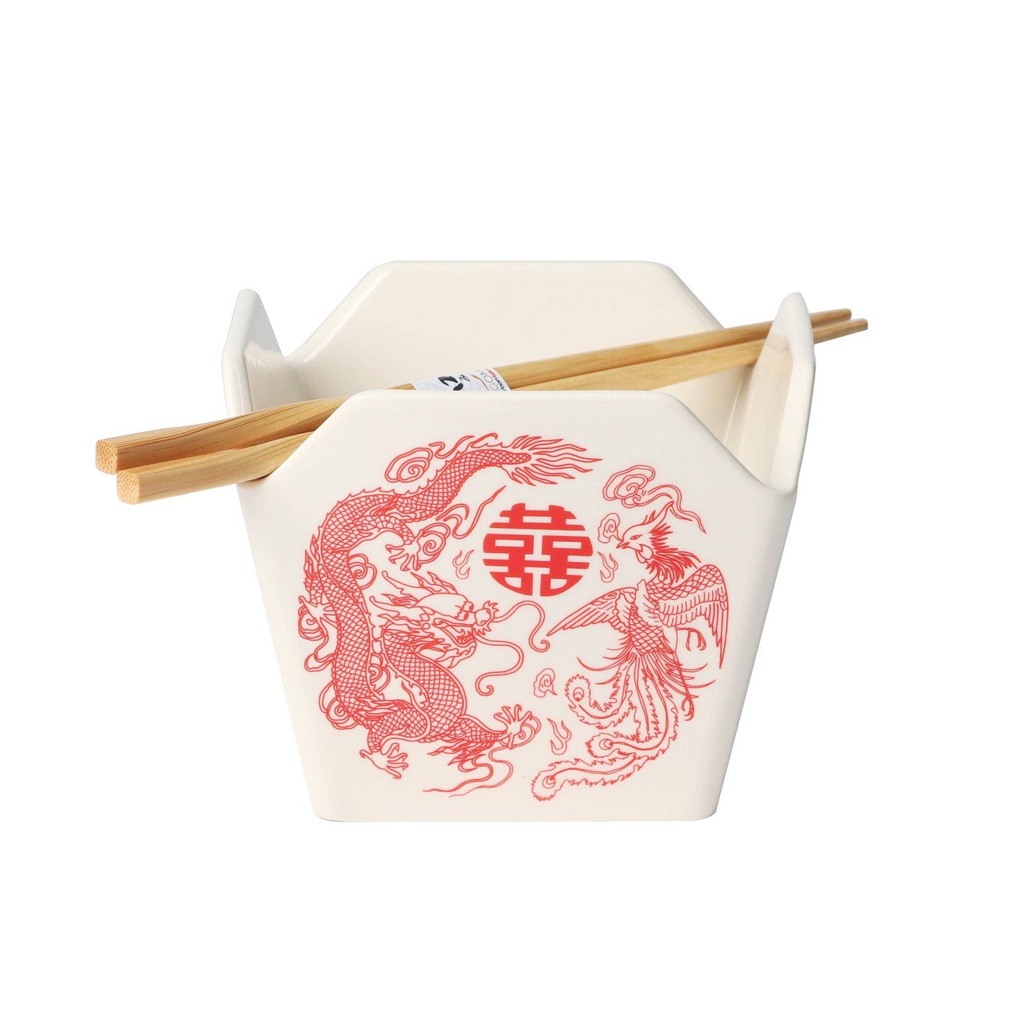 16oz 5"W x 4"H Takeout Box Serving Bowl With Chopsticks Phoenix (1/16) - The Continental Ranch