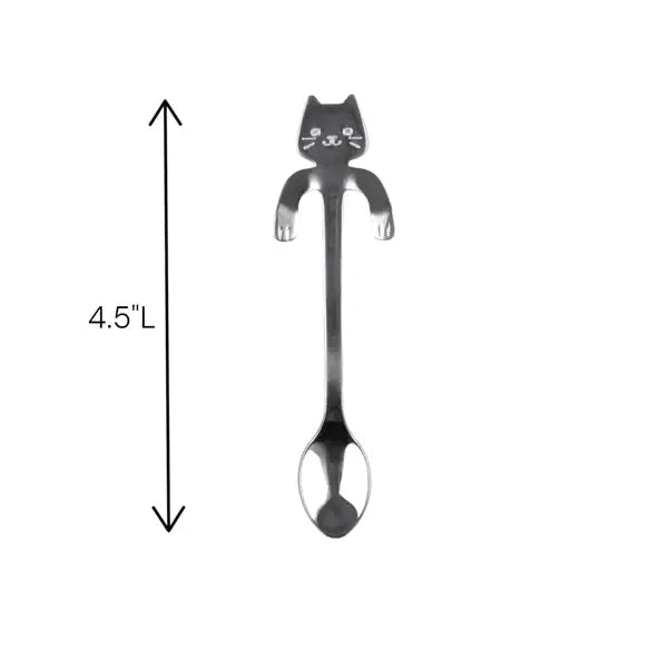 Cat Hanging 4.5"L Tea Spoon Silver - The Continental Ranch