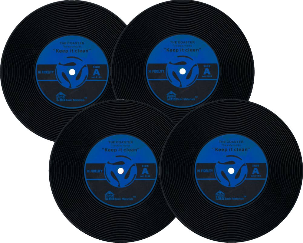Coaster - Vinyl Record Shaped No Slip Silicone - Pack Of 4 - The Continental Ranch