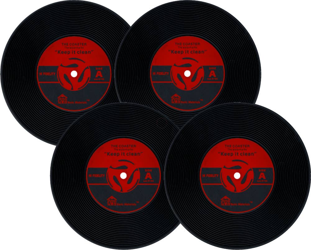 Coaster - Vinyl Record Shaped No Slip Silicone - Pack Of 4 - The Continental Ranch