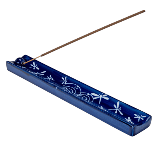 Handpainted Ceramic Incense Holder 9 inch L Dragonfly Tombo (1/72) - The Continental Ranch