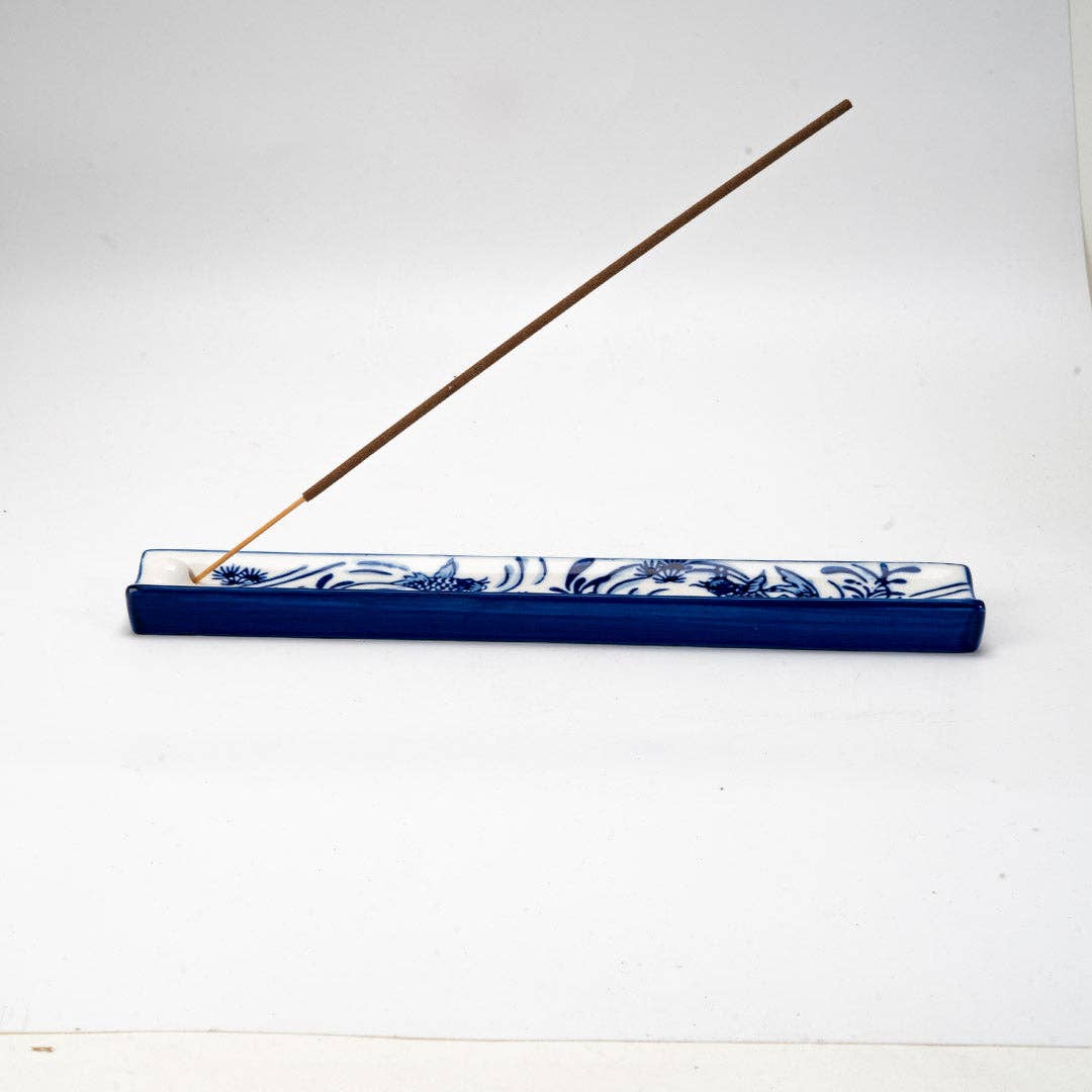 Handpainted Ceramic Incense Holder 9 inch L Koi Fish koi - The Continental Ranch