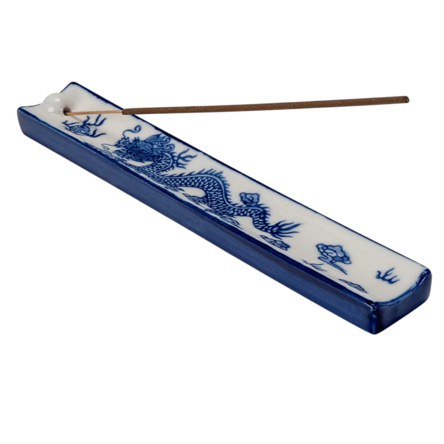 Handpainted Ceramic Incense Holder 9 inch L Ryu Dragon - The Continental Ranch