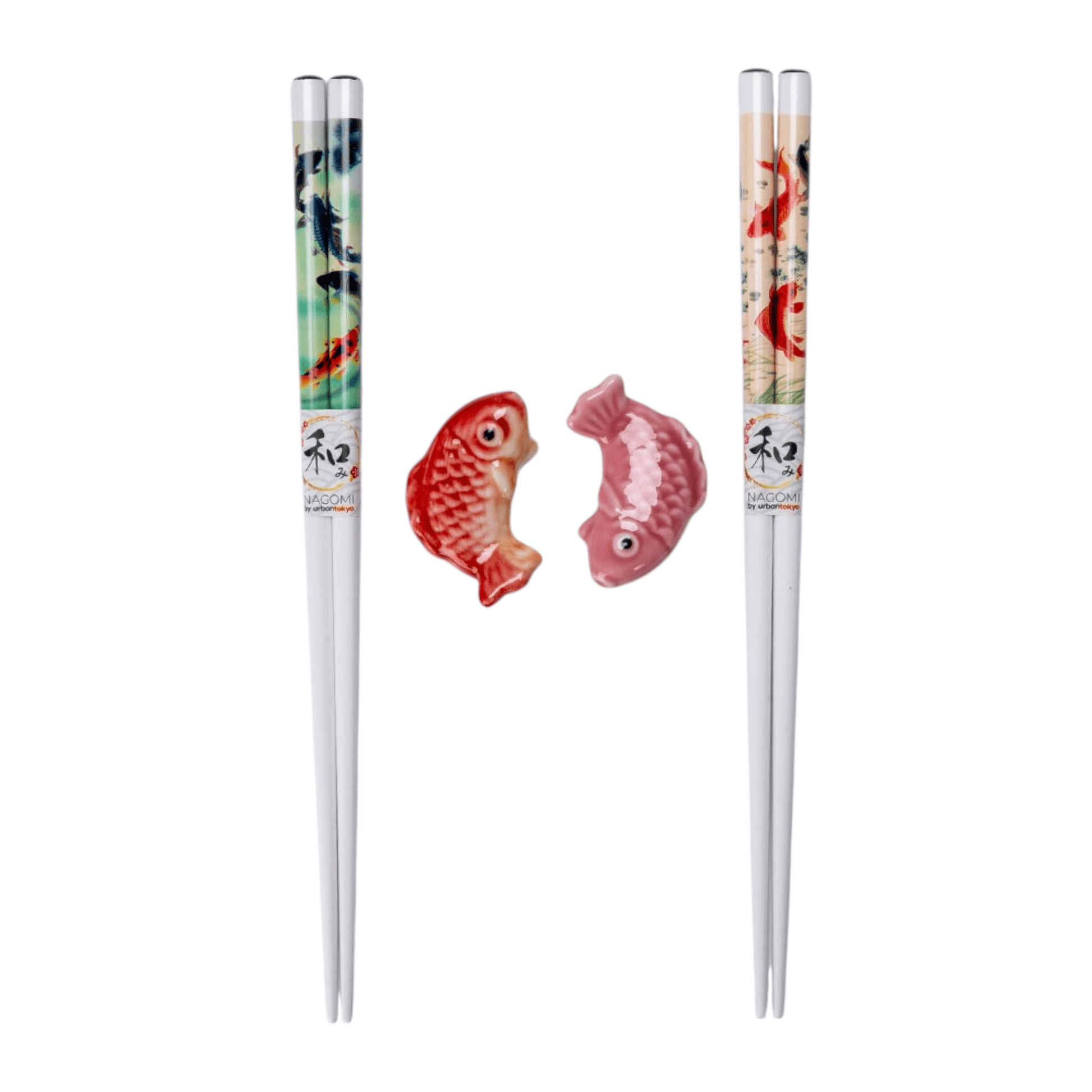 Japanese Koi Fish 2 Pair Chopsticks and Rests Set (1/100) - The Continental Ranch
