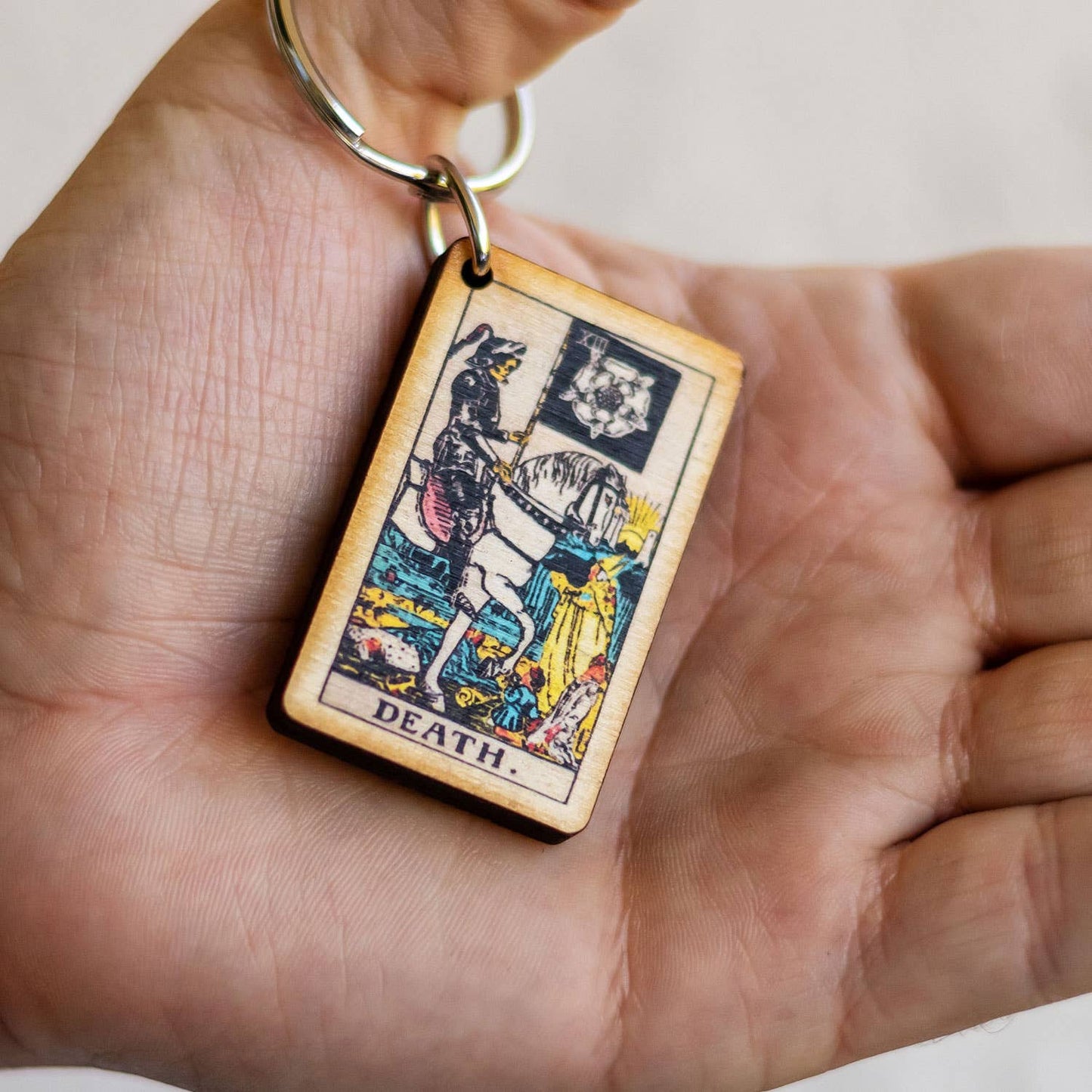 Tarot - 13 - Death Full Color Wooden Keychain - The Continental Ranch