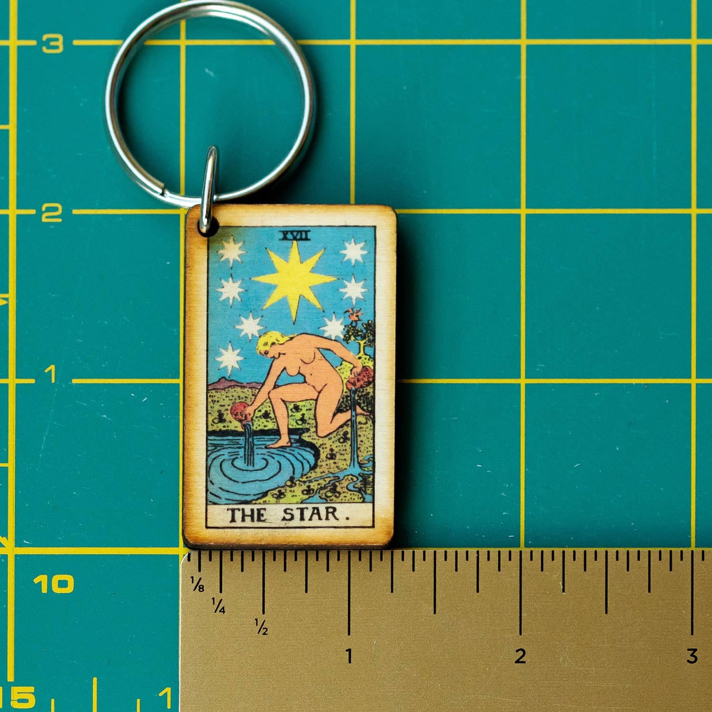 Tarot - 17 - The Star Full Color Wooden Keychain - The Continental Ranch
