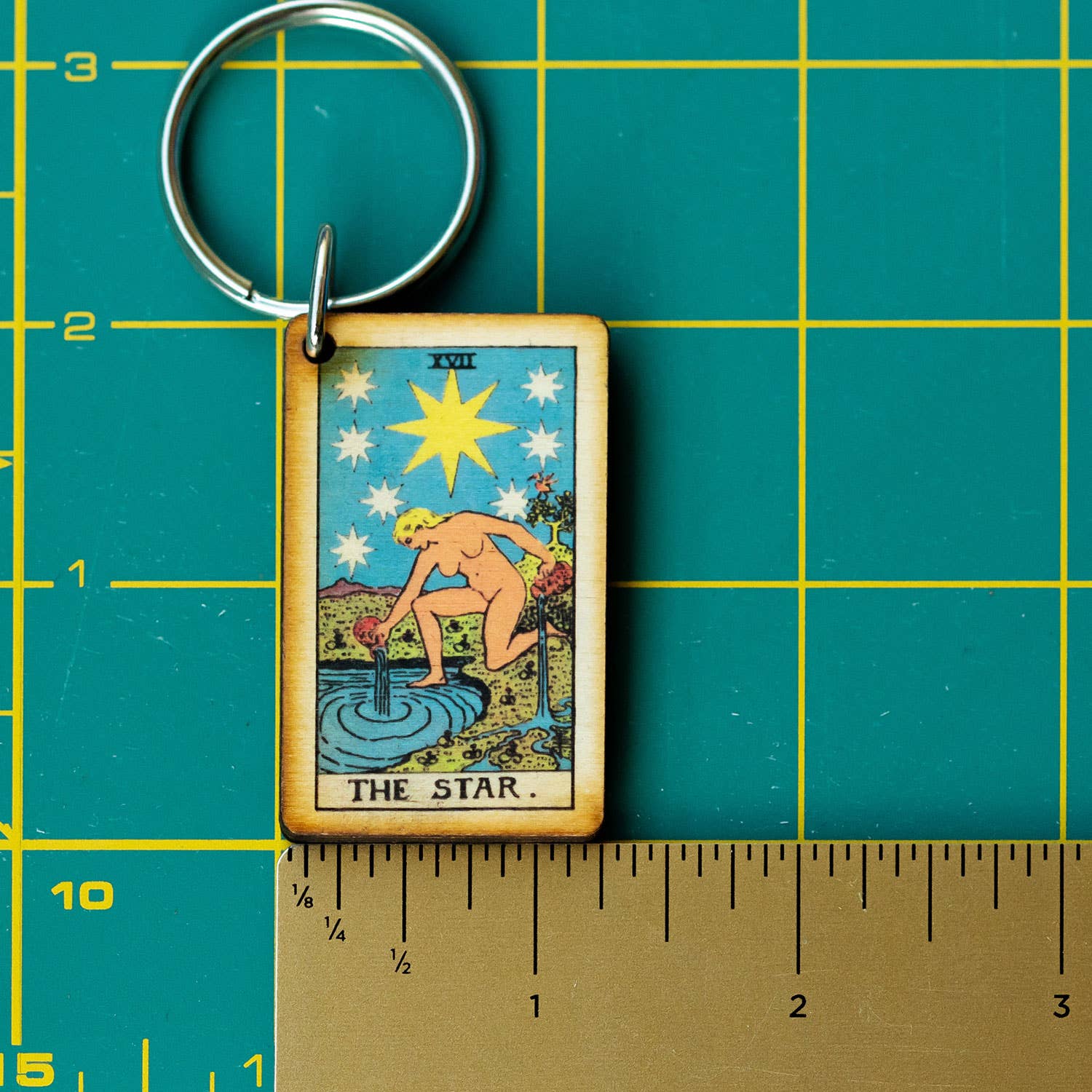 Tarot - 17 - The Star Full Color Wooden Keychain - The Continental Ranch