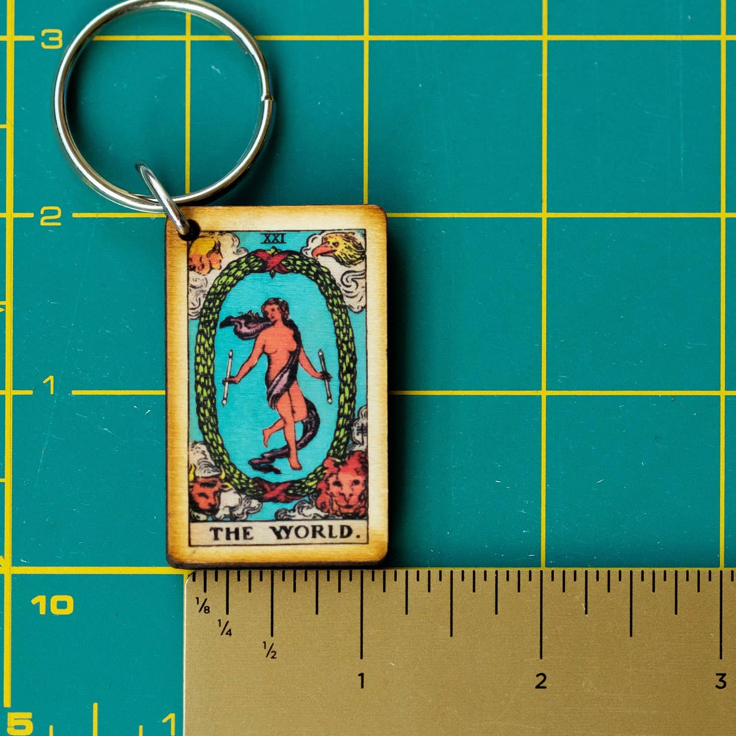 Tarot - 21 - The World Full Color Wooden Keychain - The Continental Ranch