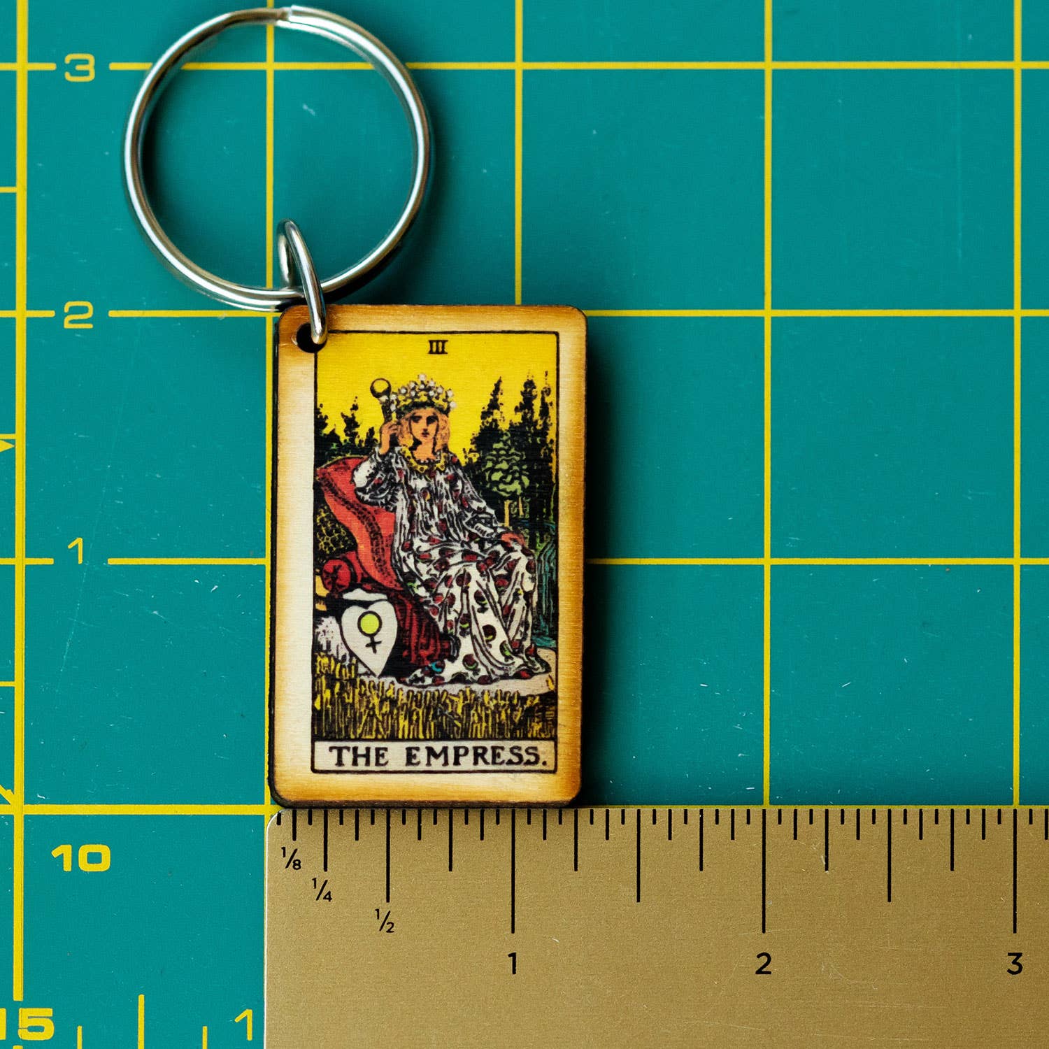 Tarot - 3 - The Empress Full Color Wooden Keychain - The Continental Ranch