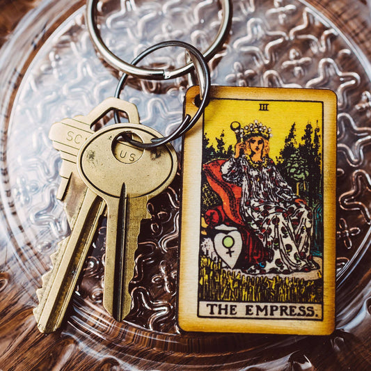 Tarot - 3 - The Empress Full Color Wooden Keychain - The Continental Ranch