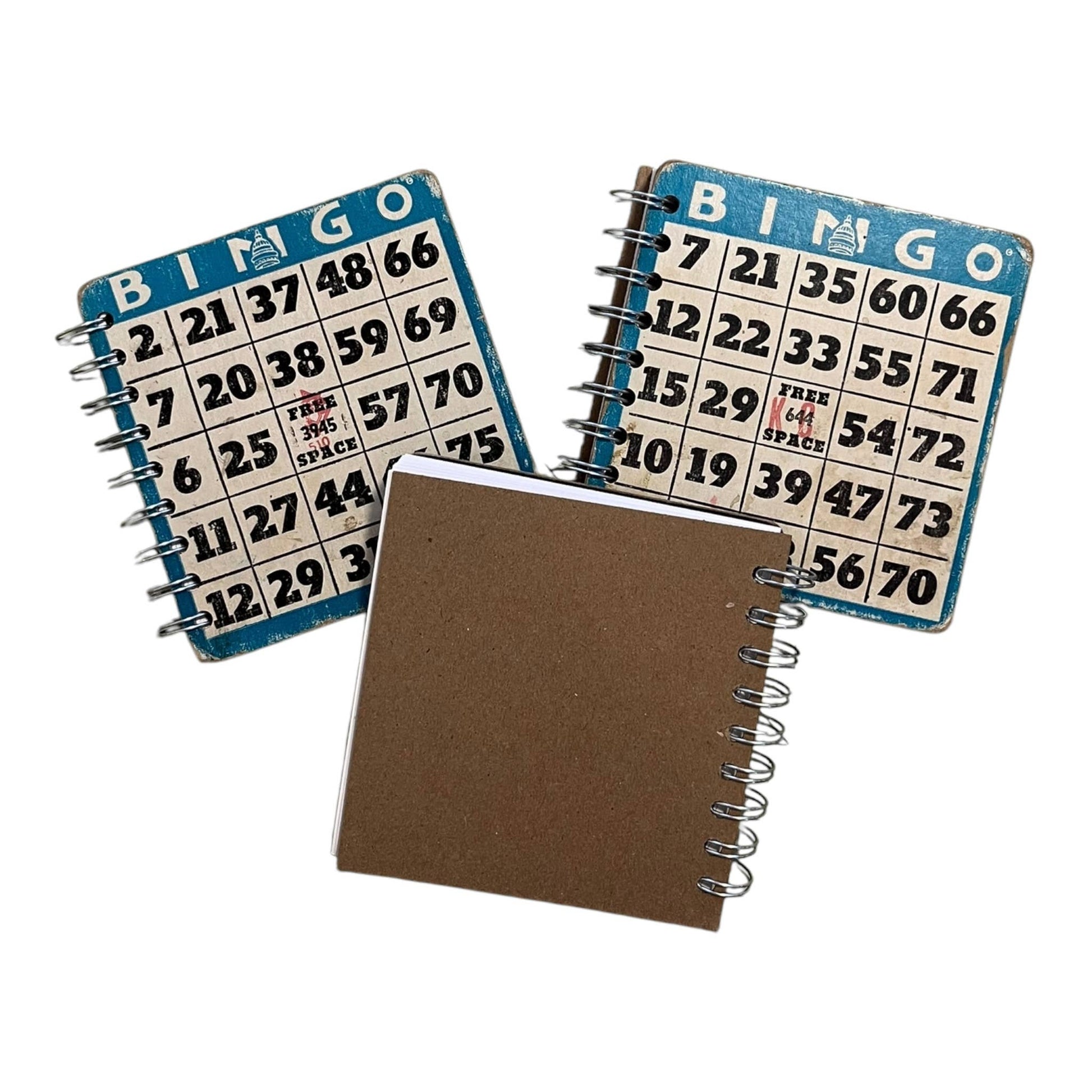 Upcycled Vintage Blue Bingo Card Journal - 5x5" - The Continental Ranch
