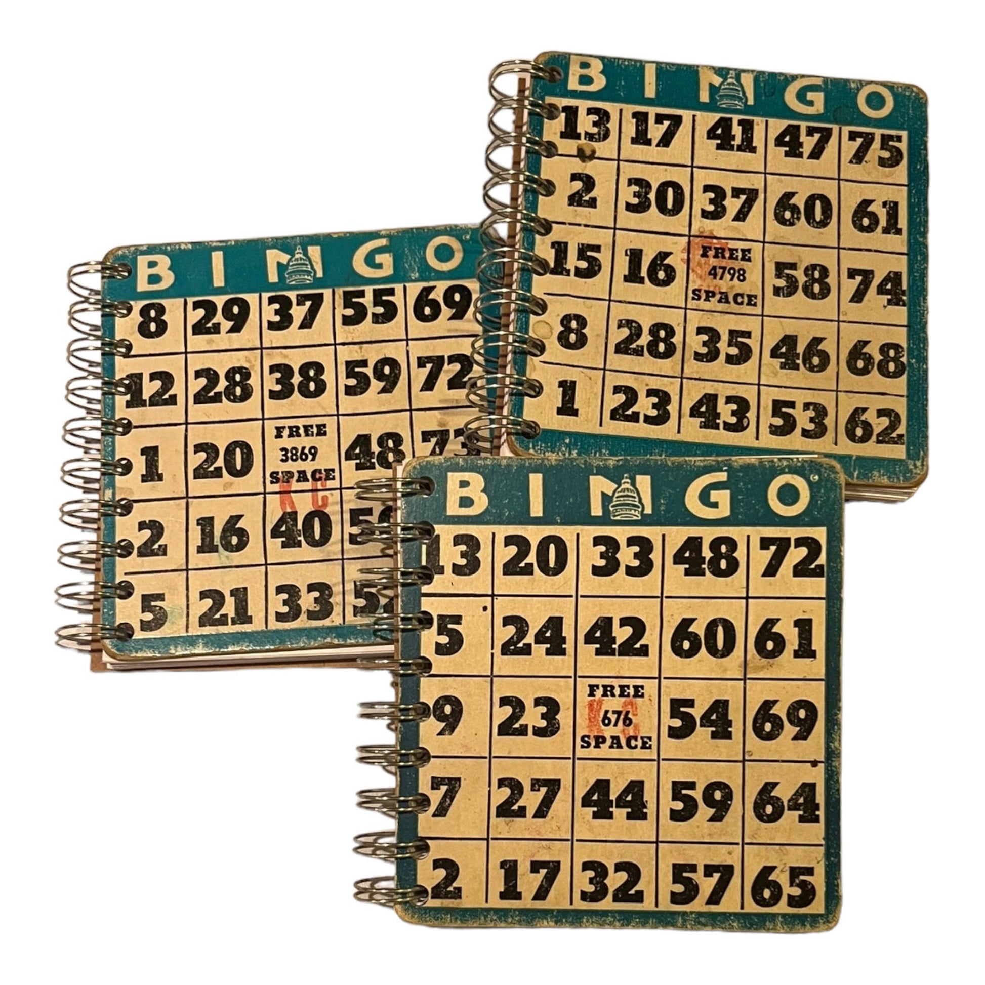 Upcycled Vintage Blue Bingo Card Journal - 5x5" - The Continental Ranch