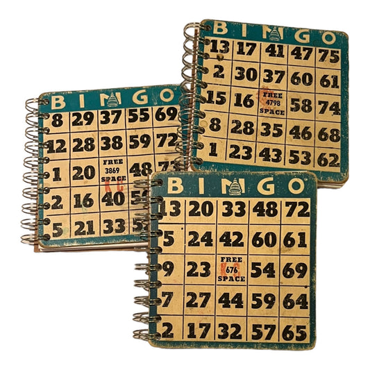 Upcycled Vintage Blue Bingo Card Journal - 5x5" - The Continental Ranch