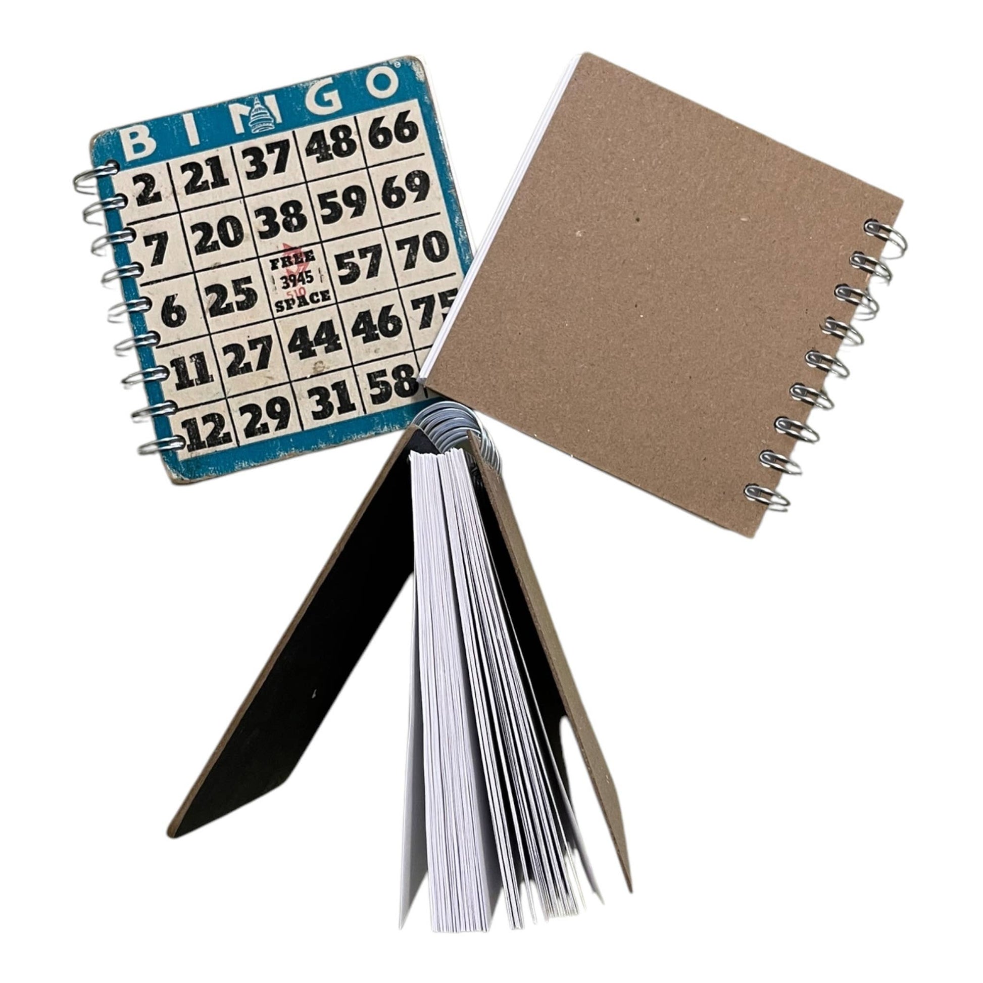 Upcycled Vintage Blue Bingo Card Journal - 5x5" - The Continental Ranch
